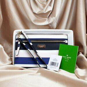 Kate Spade New York tinie Laurel Way Stripe Wristlet Wallet | Blue White Pink